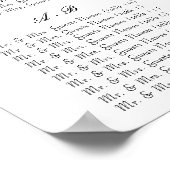 Poster Plan de table numéro de table alphabetique Fleur r (Coin)