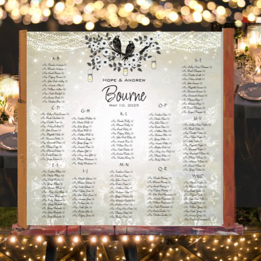 Poster Plan de table Oiseaux de l'amour dans un pot Mason