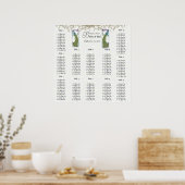 Poster Plan de table Paon Oiseaux Anciens 12 Tables (Cuisine)