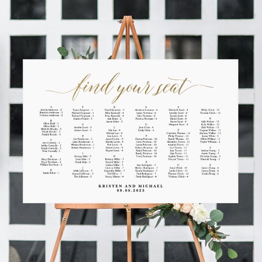 Poster Plan de table par ordre alphabétique