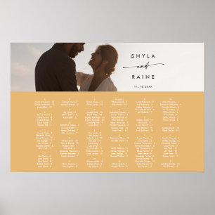 Poster Plan de table photo chic bohème jaune souci