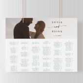 Poster Plan de table photo sarcelle et blanc Bohème chic