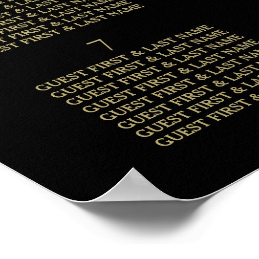 Poster Plan de table Pois Black & Gold moderne (Coin)