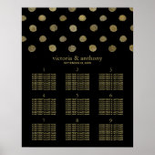 Poster Plan de table Pois Black & Gold moderne (Devant)