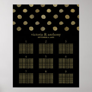 Poster Plan de table Pois Black & Gold moderne