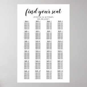 Poster Plan de table pour 24 tables pour grand mariage