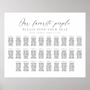 Poster Plan de table pour 28 tables Notre liste de person