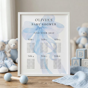 Poster Plan de table pour Baby Shower avec un nœud bleu 6