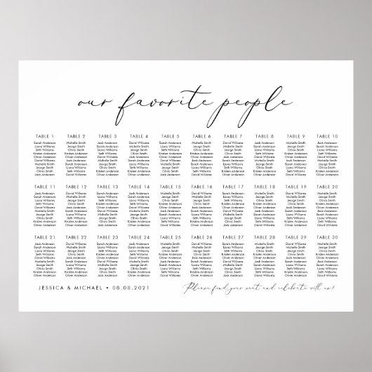 Poster Plan de table pour nos personnes préférées - 30 ta (Devant)
