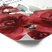 Poster Plan de table Quinceañera Fleurs Rouges Argent Mis (Coin)