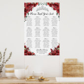 Poster Plan de table Quinceañera Fleurs Rouges Argent Mis (Cuisine)