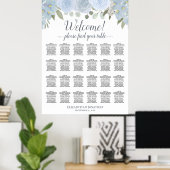Poster Plan de table Rustique Fleurs Bleu Poussiéreux 24 (Bureau à domicile)