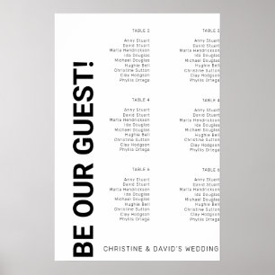 Poster Plan de table Simple Blanc Mariage 6 tables