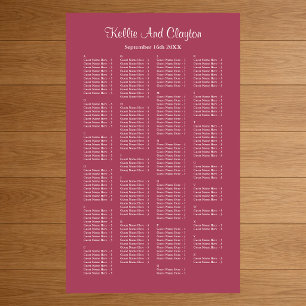 Poster Plan de table simple de mariage bordeaux 200