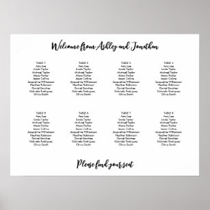 Poster Plan de table simple moderne pour 8 tables