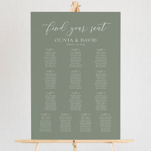 Poster Plan de table Vert Sauge 13 Trouvez votre siège