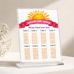 Poster Plan de table Yellow Sunshine pour Baby Shower fil