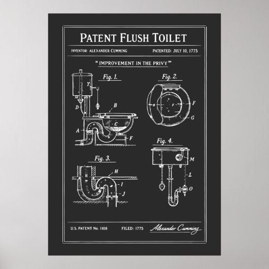 Poster Plan de toilettes breveté à chasse d'eau (Devant)