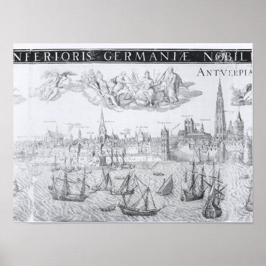 Poster Plan de ville d'Anvers, 1549 (Devant)