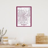 Poster Plan de ville de Bordeaux France (Cuisine)