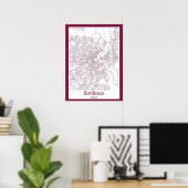 Poster Plan de ville de Bordeaux France (Bureau à domicile)