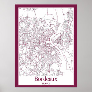 Poster Plan de ville de Bordeaux France