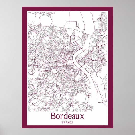 Poster Plan de ville de Bordeaux France (Devant)