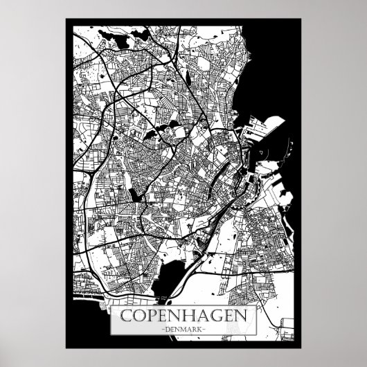 Poster Plan de ville de Copenhague Danemark (Devant)
