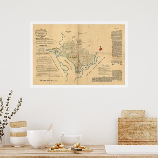 Poster Plan de Washington DC par L'Enfant 1791 (Cuisine)