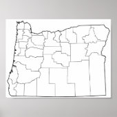 Poster Plan des comtés de l'Oregon blanc (Devant)