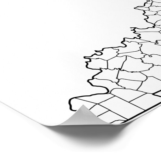 Poster Plan des comtés du Kentucky Blank (Coin)