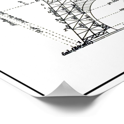 POSTER PLAN DES INGÉNIEURS DE TOUR EIFFEL 1886 (Coin)