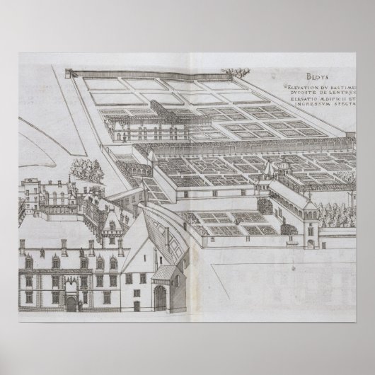 Poster Plan des jardins clos et Château de Gaillo (Devant)