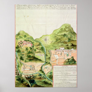 Poster Plan des mines de Oaxaca, Mexique, 1785-1787
