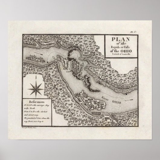 Poster Plan des rapides ou des chutes de l'Ohio (Devant)