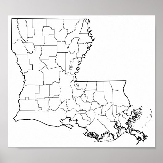 Poster Plan détaillé des Paroisses de Louisiane (Devant)
