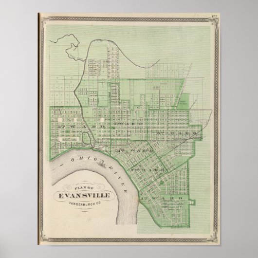 Poster Plan d'Evansville, Vanderburgh Co (Devant)