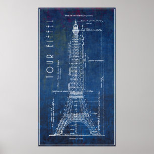 Poster Plan directeur de la tour Eiffel 1886