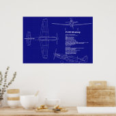 Poster Plan directeur de l'avion | P-51 Mustang (Cuisine)