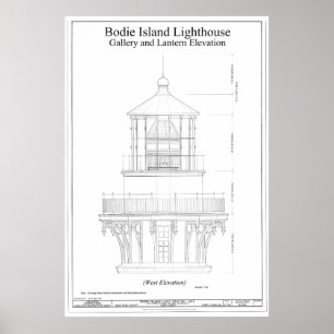 Poster Plan directeur du phare de l'île de Bodie vintage