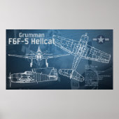Poster Plan directeur Grumman F6F Hellcat (Devant)