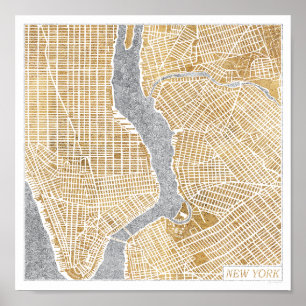 Poster Plan doré de la ville de New York