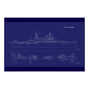 Poster Plan du cuirassé USS Arizona
