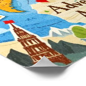 Poster Plan du monde Épingles à cœur L'aventure attend (Coin)