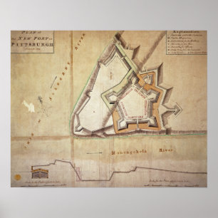 Poster Plan du nouveau fort à Pittsburgh