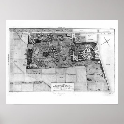 Poster Plan du Parc Monceau à Paris (Devant)