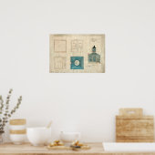 Poster Plan du phare de Prudence Island - Rhode Island (Cuisine)