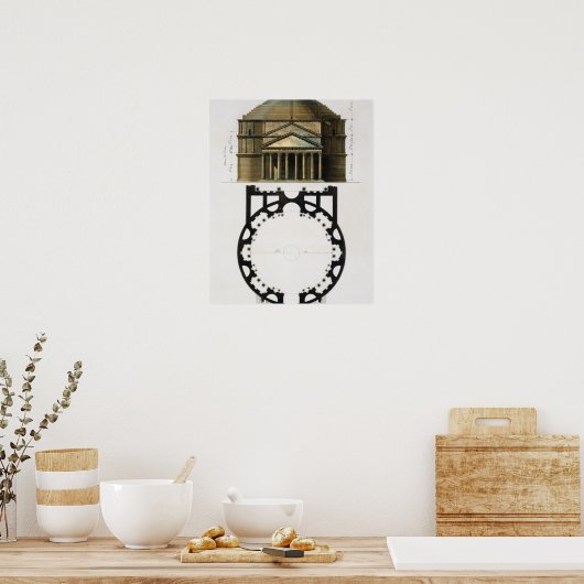 Poster Plan du sol et façade du Panthéon, Rome, de (Cuisine)