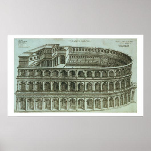 Poster Plan du Théâtre de Marcellus, Rome, 1558 (engr. (Devant)