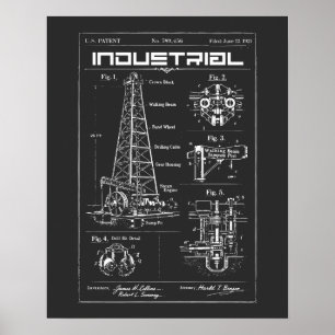 Poster Plan industriel : Mécanique de plate-forme pétroli